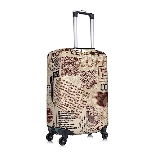 Abstract Coffee Pattern With Letters Luggage Cover TSA Approved Stylish Dust and Scratch Resistant Luggage Case Protector Washable Elasticated Luggage Covers for Kids and Adults2