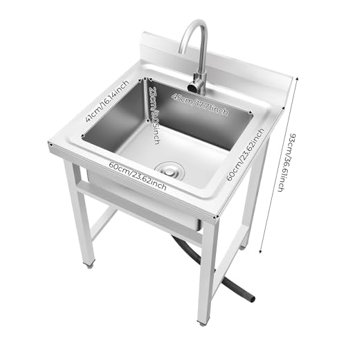 Évier en acier inoxydable de qualité supérieure 60x60 cm durable et résistant
