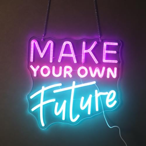Image of inchMake Your Own Future inch Neon Sign, Feminine Motivational Neon Light for Women Girls Room, Inspiring LED Wall Art, Dimmable USB Decor with Hanging Kit, Empowering Gift for Her