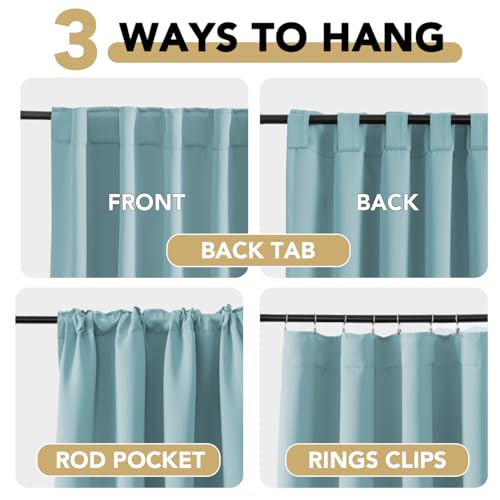 Image of H.VERSAILTEX Blackout Curtains Thermal Insulated Window Treatment Panels Room Darkening Blackout Drapes for Living Room Back Tab /Rod Pocket Bedroom Draperies (2 Panels, Mineral Blue, 52 x 84 Inch)