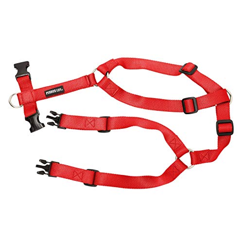PERROS LIFE Pettorina alla Romana Modello ad H Cane Torace 61-85 cm Peso 20-28 kg (Rosso)