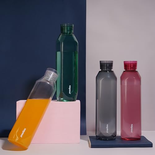Image of Nayasa Space Plastic Water Bottle 1150 ml | Set of 6 | BPA-Free Fridge Bottle for Home, Office, School, Gym | Leak-Proof & Durable | Grey