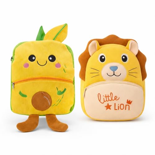 Image of Cartoon Plush Kids School Bag 2-6 Years | Soft Toy Backpack for Boys & Girls | Toddler Nursery Preschool Bag | Lightweight Adjustable Straps