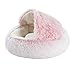 KEERADS- Demi-Cercle Maison pour Animaux De Compagnie,Panier pour Chien Coussin Chat Panier Donut Lavable pour Chat Animaux de Deluxe Moelleux Lit pour Animal, Halloween & Noël (Rose)