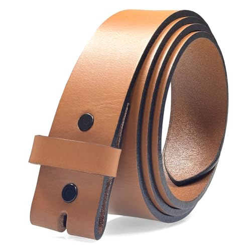 One Piece Full Grain Buffalo/Oil Tanned Leather Belt Strap or Belt, 1-1/2