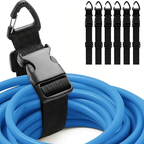 6 Pack Extension Cord Holder Organizer, 17 Inch Heavy Duty Storage Straps with Triangle Clips for Garage Organization, Workshop, RV, Garden Hose