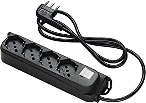 Bloc multiprise 4 prises Fortek 40421 FME Noir équipé d'un interrupteur de sécurité général