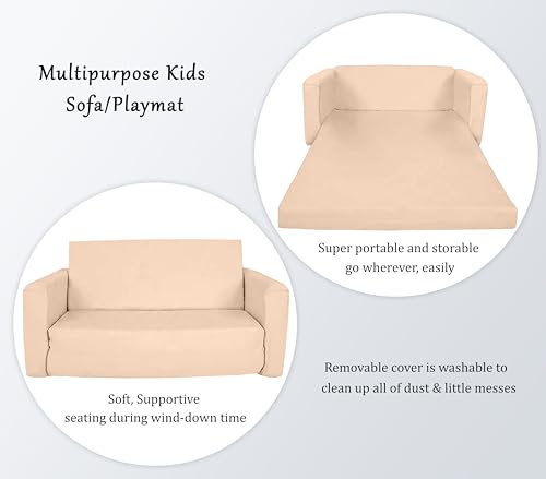Image of Baby /Couch /Playmat /Three Layers of Folding Kids Sofa /Armchair Flip Open Plush Foldable Mini /Foldable Sofa Cum Bed Chair for 6-60 Months (Upto 5 Years Kids)(Pink) -Strawberry