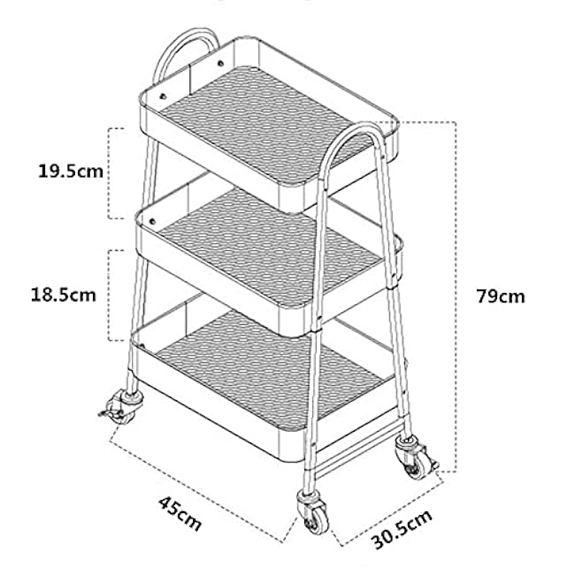 Movable Hand Trucks Multifunction 3 Tier Storage Organizer Rack£¬Movable Kitchen Bathroom Shelf Metal Rolling Trolley Basket Stand Wheels Holder Multi-Purpose Space Saving-0bzo0xE4