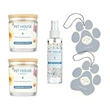 One Fur All Pet House Candle Value Pack - Plant-Based/Soy - Clean Burning Scented, Long Lasting Pet Odor Candle for Home - Sunwashed Cotton