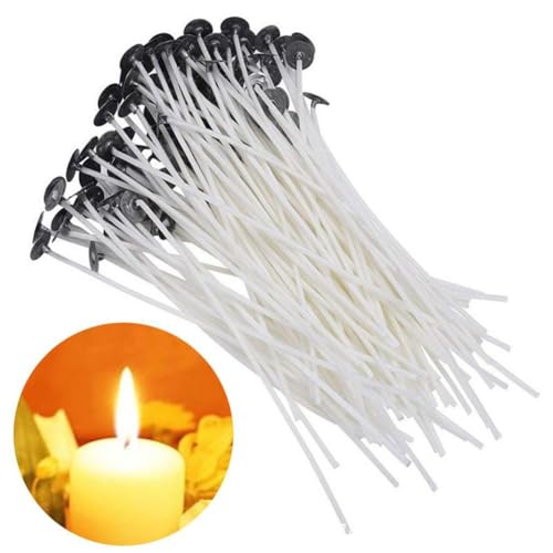 100Pcs Natural Cotton Candle Wicks Food Grade Edible Wicks for Butter Candle Waxed Tabbed for Soy Gel Paraffin Wax DIY Candles Making Projects (15cm)