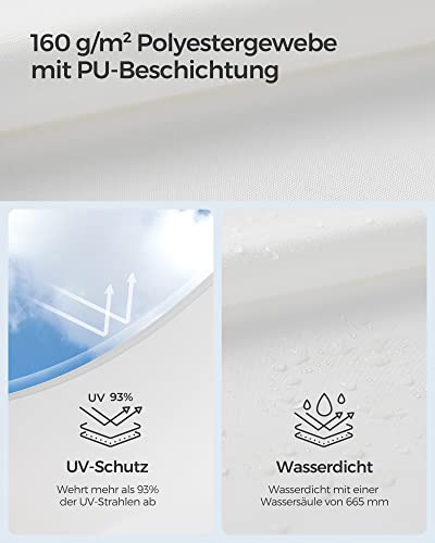 SONGMICS Sonnensegel 3 x 3 m, wasserdicht, 665 mm Wassersäule, Sonnenschutz aus reißfestem Polyester, 93% UV-Schutz, Terrasse, Garten, Balkon, quadratisch, 2 m Seile, Weiß 3