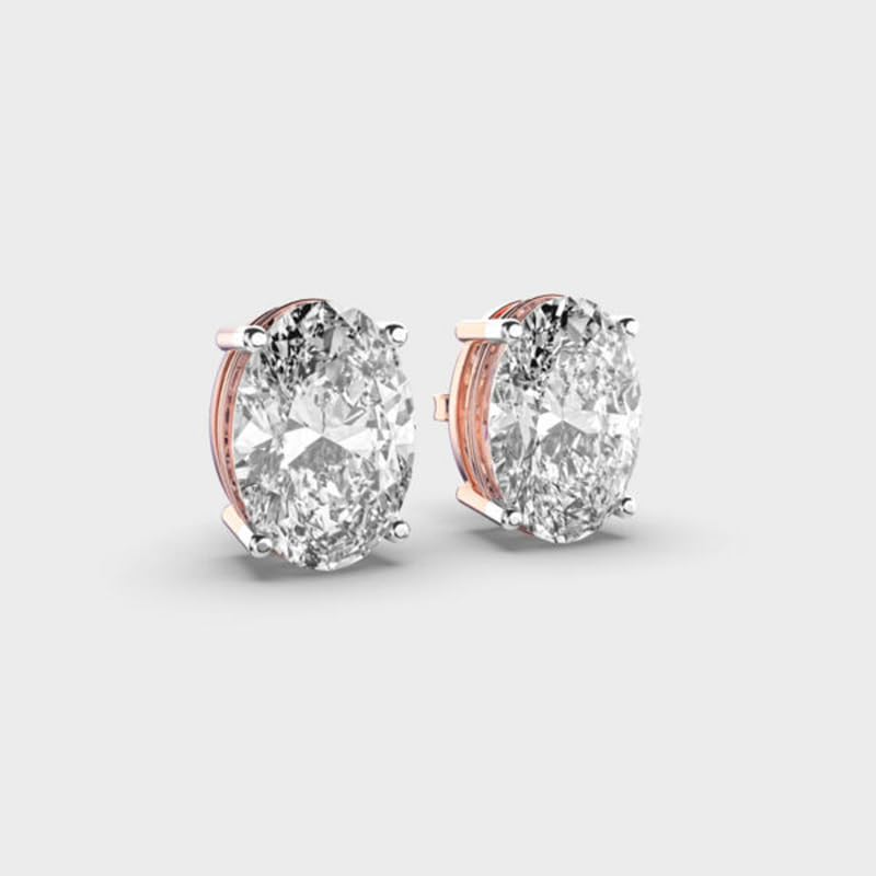 Orecchini ovali classici in argento sterling 925 | Placcatura in oro rosa | N. pietra: 2 | Dimensioni gemma: 3,00-3,99 mm | Peso: 6 ct | Forma: ovale | 5,5 grammi |LKE_R_00154