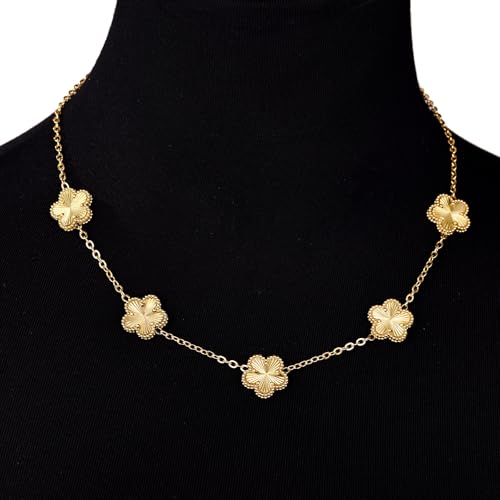 Clover Necklace for Women 18K Gold Plated Stainless Steel Four Leaf Clover Necklace Lucky Simple Dainty Jewelry4