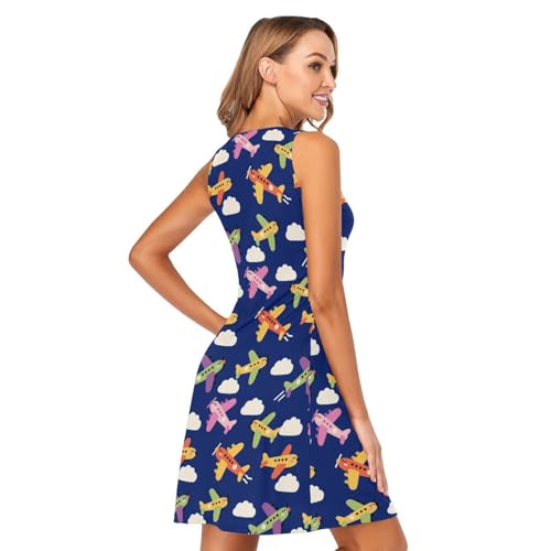 Image of ALAZA Women's Summer Dress Sun Dress Sleeveless with Pockets