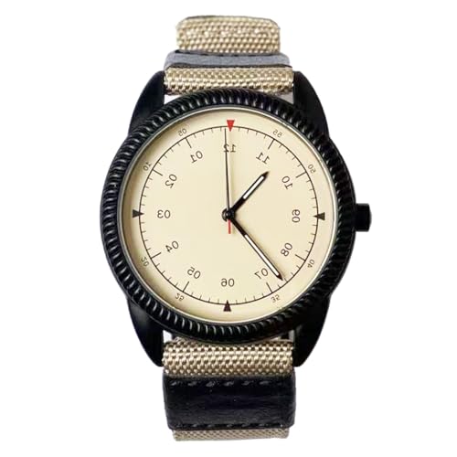 CXML&DASHE Montre anti-horaire – Aiguilles inversées et chiffres inversés, mouvement à quartz vers l'arrière, design unisexe minimaliste (montre unique dans le sens contraire des aiguilles d'une