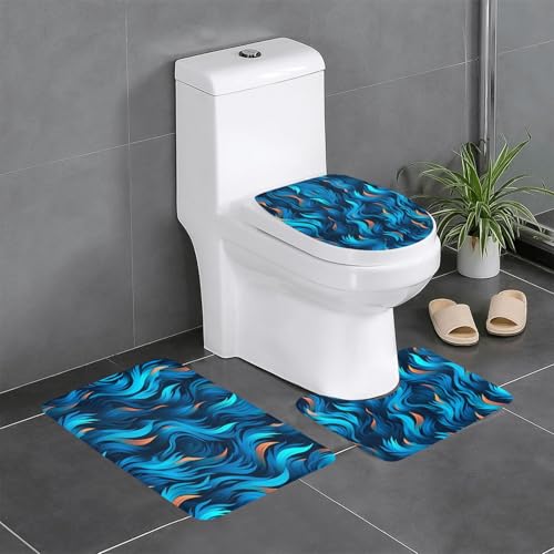 Tapis de salle de bain antidérapants Blue Fire pour éviter les glissades au sol