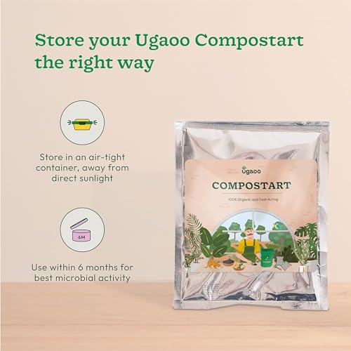 Image of Ugaoo Compostart Compost Starter Powder for Kitchen Waste Composting - Organic Waste Decomposer, Compost Maker Powder, Composting & Bokashi Compost Maker | Odor Control | Fast Composting | 100g