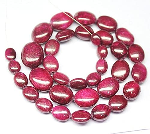 Rubis rouge d'Afrique naturel perles ovales 17mm sans imperfection lisse