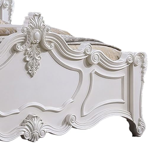 Benjara-Frank-Queen-Size-Bed-Carved-Details-Finial-Posts-Classic-White-Solid-Wood Benjara Frank Queen Size Bed Carved Details Finial Posts Classic White Solid Wood