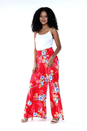 Image of Matchable Family Hawaiian Luau Men Women Girl Boy Clothes in Hibiscus Red