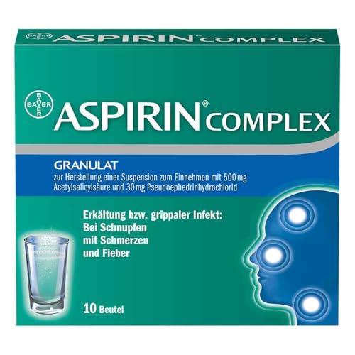 Aspirin Complex - schnelle Hilfe bei Erkältung und grippalem Infekt - bei Schnupfen, Schmerzen und Fieber - 1 x 10 Beutel