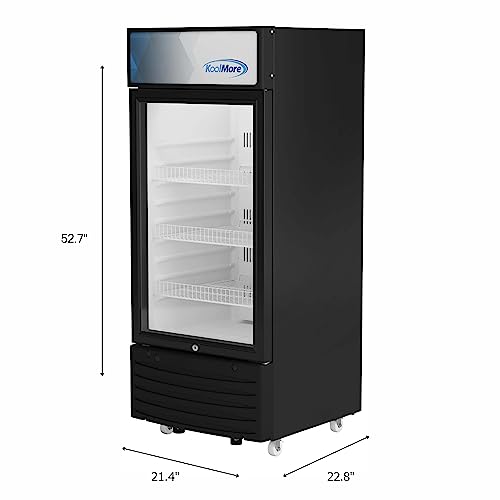 Image of KoolMore 6 Cu. Ft. Commercial One Glass Door Display Upright Beverage Refrigerator Cooler Merchandiser - 21.4 in. x 24.4 in. x 52.7 in. ETL Listed [Black] (KM-MR-1GD)