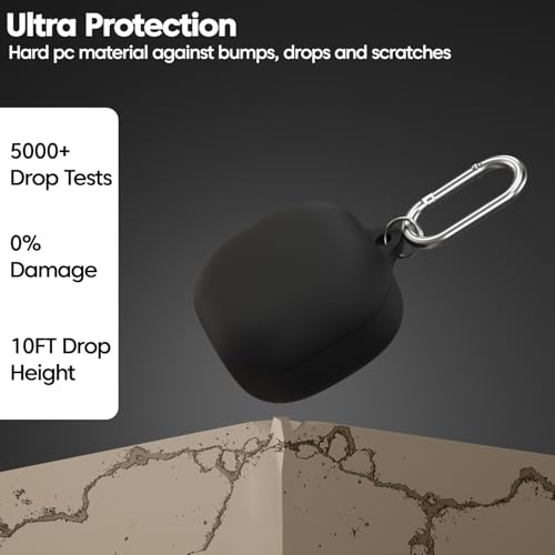 Image of Sounce Soft Silicone Protective Case Cover Compatible with Samsung Galaxy Buds Core Shockproof Lightweight Earbuds Cover with Metal Carabiner Keychain for Office, Gym and Everyday Use(Black)