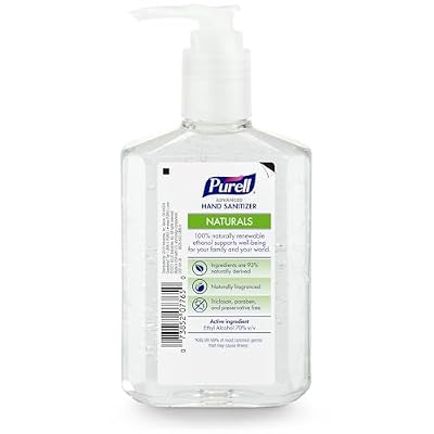 PURELL Advanced Hand Sanitizer Naturals with Plant Based Alcohol, Citrus Scent, 8 fl oz Pump Bottle (Pack of 12) - 9626-12-CMR