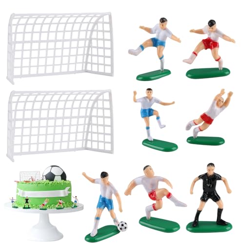 Decoración para tartas de fútbol, 9 unidades, decoración para tartas, figuras de fútbol, decoración para niños, jóvenes, fanáticos del fútbol, fiesta temática