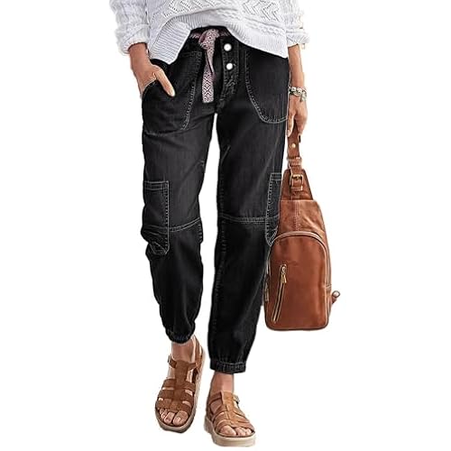 Flamingals Straight Leg Button Fly Multi Pocket Jeans for Women