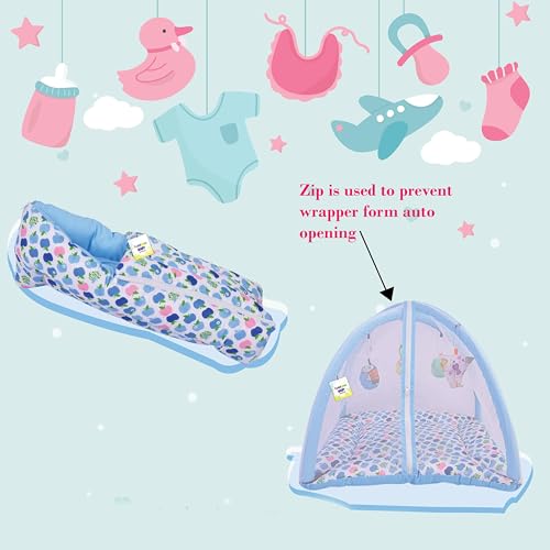 Image of Toddylon Flat Bed Baby Bed Bedding Set for New Born Mattress with Mosquito Net | Carry Bag|Essentials Combo (0-6 Months) (3PCS Set)