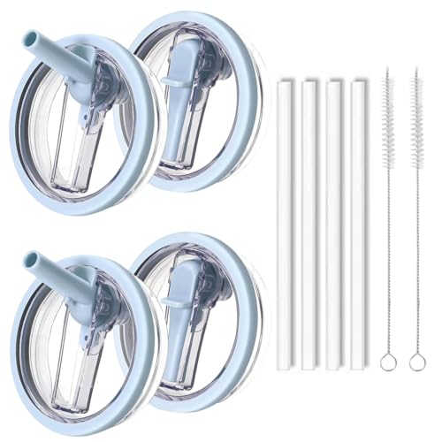 Confezione da 4 coperchi di ricambio per Stanley Quencher, a prova di perdite, coperchio ribaltabile a prova di perdite, compatibile con accessori Stanley Cup da 1,18 l, colore: azzurro