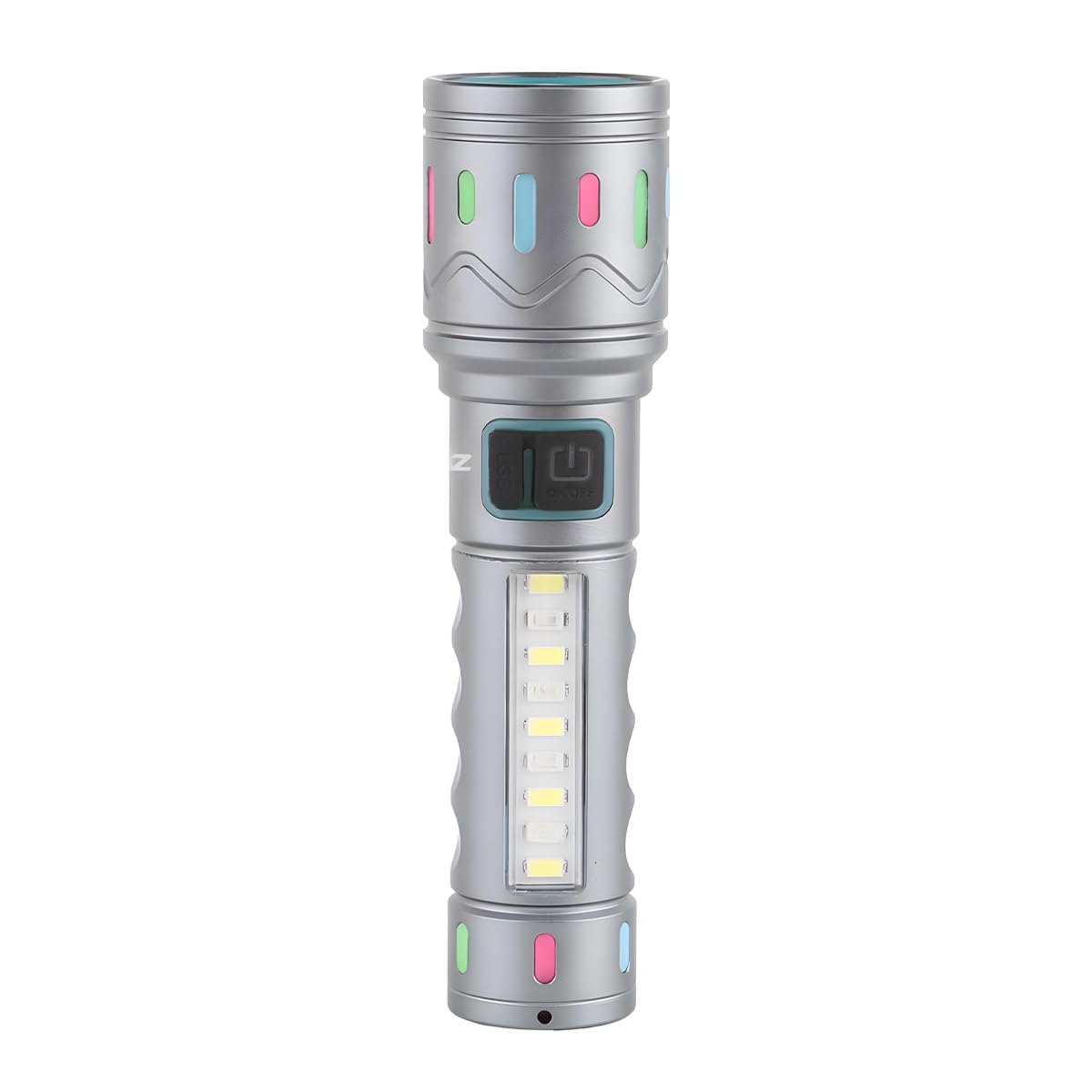 MZ M036C Rechargeable LED Flashlight, 80W High Power Torch with 9 SMD Side Light, 300m Long Range, 120 Min Runtime, Type-C Fast Charging, Zoomable, Waterproof for Camping, Hiking, Emergency (Silver)-image-29