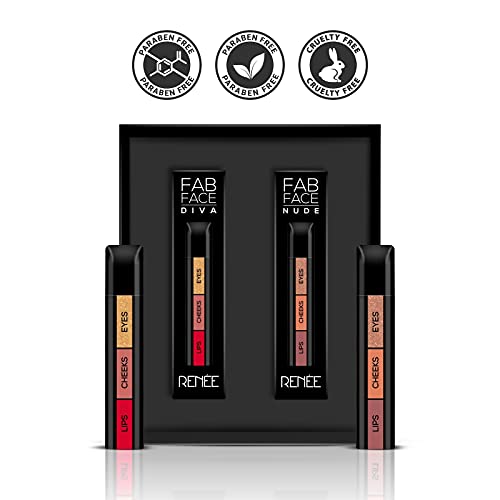 Image of RENEE Fab Face 3 in 1 Makeup Stick Combo 4.5gm Each| Includes Eyeshadow, Blush & Lipstick| Infused With Vitamin E| Intense Color Payoff| Compact & Travel Friendly