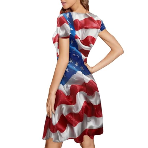 Image of POLERO Sunflower Dress for Women Floral Summer Dresses Short Sleeve Casual Sundresses Midi Dresses