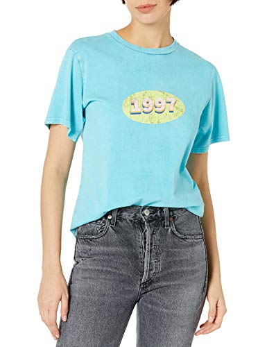 KENDALL + KYLIE Damen 90er Jahre Grafik-T-Shirt- Amazon Exklusiv, Mineralwaschung Acid Blau, S