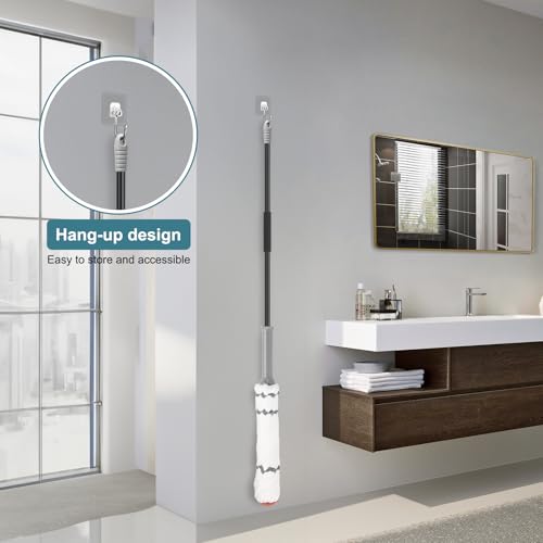 Image of KeFanta Self-Wringing Twist Mops for Floor Cleaning, Microfiber Floor mop with 57 inch Long Handle, Cotton Wet Mop for Hardwood Tile Kitchen Bathroom Patio Garage Commercial Household