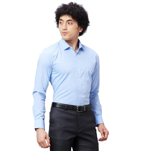 Image of Park Avenue Men's Slim Fit Pure Cotton Solid Pattern Semi Cutaway Collar Full Sleeve Formal Shirt