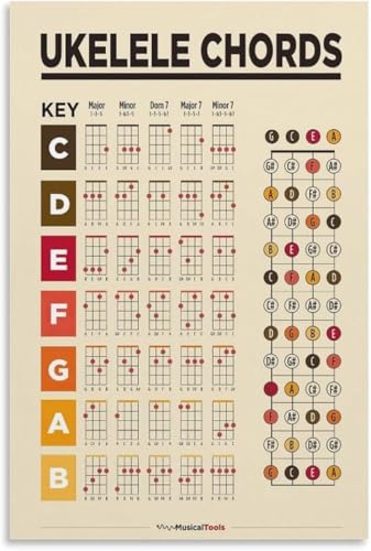 RVBLRDSE Ukulele Chords - Basic Chords Chart for Learning to Play(Unframed,08x12inch(20x30cm))