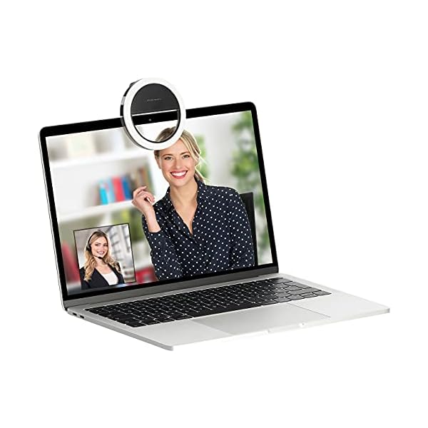 PEARL Fotoleuchte: Akku-Aufsteck-Ringlicht für Smartphones, 72 CCT-LEDs, 3W, Ø3,3(8,5cm) (Handyleuchte, Webcam Licht, Monitor Halterung) – Bild 5
