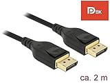 Delock 8K DisplayPort Kabel 60Hz, DP 1.4, 2,00m, DP 8K Zertifiziert, 32 Gbits, 4K @ 240hz, HBR3, DSC, HDR 10, DP Kabel für Gaming Monitor, Gaming Grafikkarte, 85660