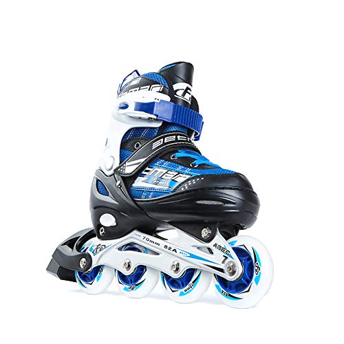 HUGGLER Adjustable Inline Skates Roller Blades for Kids and Adults with Light Up Wheels. Protective Gear Accessories Included for Outdoor Recreation and Sports