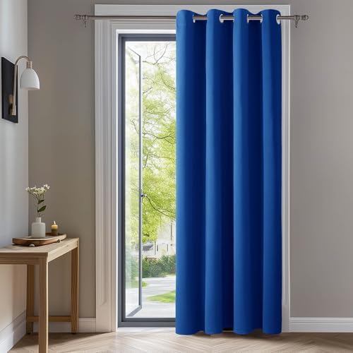 Deconovo Gardinen Schlafzimmer Blickdicht Thermovorhang mit Ösen Königsblau | 1 Stück, H214 x B132 cm, Verdunkelungsvorhang Hitzeschutz, Sichtschutz für Wohnzimmer, Blackout Curtai