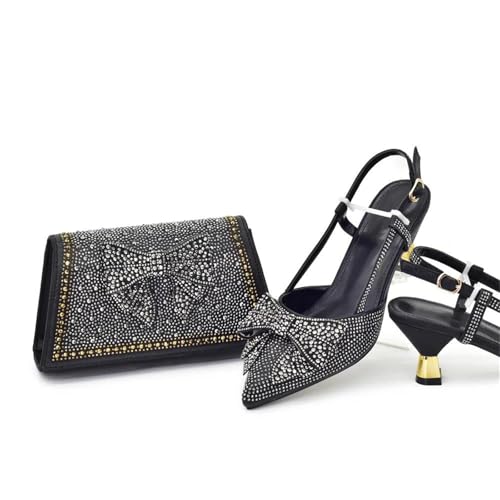 Womens Luxury Shoe and Bag Set for Party Sparkly Rhinestone Purse for Weddings Shiny Elegant Heeled Shoes2