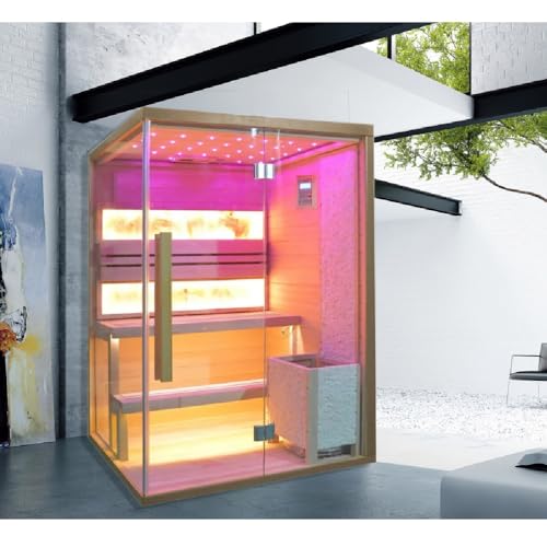 Bagno Italia Sauna finlandese da 130x110 cm con stufa radio bluetooth luci led