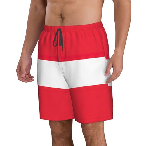 Men's Beach Shorts Swim TrunksFun Patterns Austrian Flag Print for Surfing Running Summer Vacation2