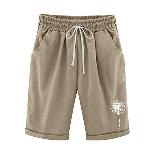 Pantalones cortos de verano para mujer, largo hasta la rodilla, pantalones anchos de verano para mujer, bermudas 3/4, pantalones cortos deportivos con bolsillos, pantalones cortos deportivos con