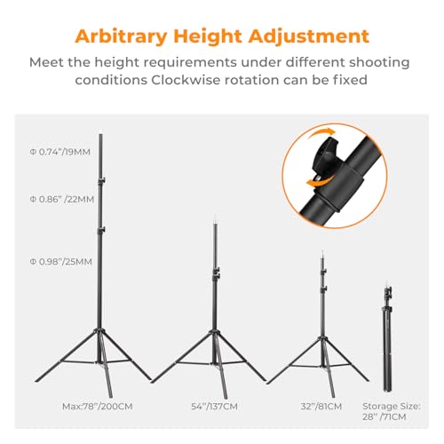 Image of K&F Concept Light Stand for Photography, 6.5ft /2M Portable Extendable Photo Video Tripod Stand, Lighting Tripod with 1 /4 inch Screw for Lighting /Strobe Light /Webcams /Cameras /Softbox, with Storage Bag
