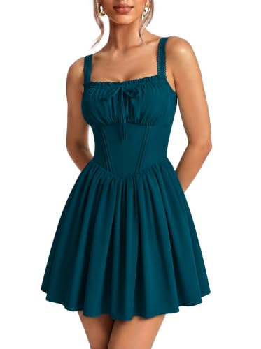 SCARLET DARKNESS Corset Mini Dress Adjustable Straps Sundress with Pockets - image 1